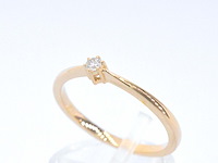 Gouden ring solitaire met een briljant geslepen diamant - afbeelding 3 van  8