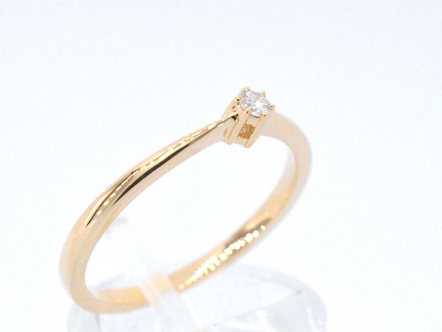 Gouden ring solitaire met een briljant geslepen diamant - afbeelding 4 van  8