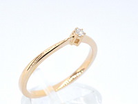 Gouden ring solitaire met een briljant geslepen diamant - afbeelding 4 van  8