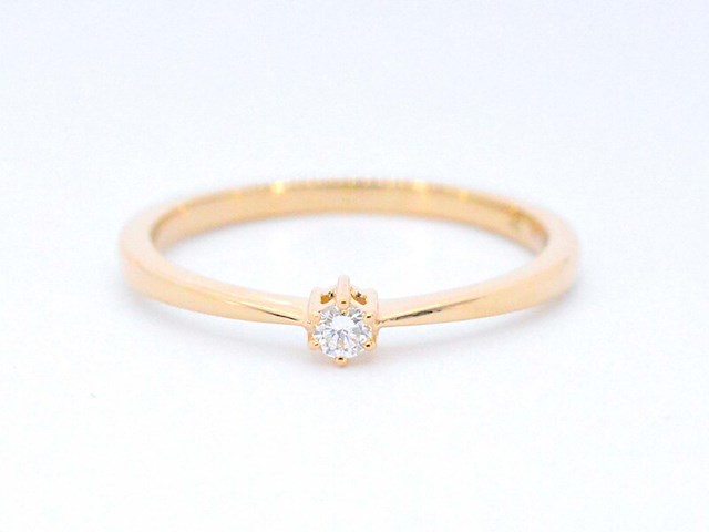 Gouden ring solitaire met een briljant geslepen diamant - afbeelding 6 van  8