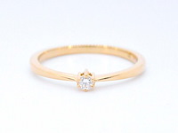 Gouden ring solitaire met een briljant geslepen diamant - afbeelding 6 van  8