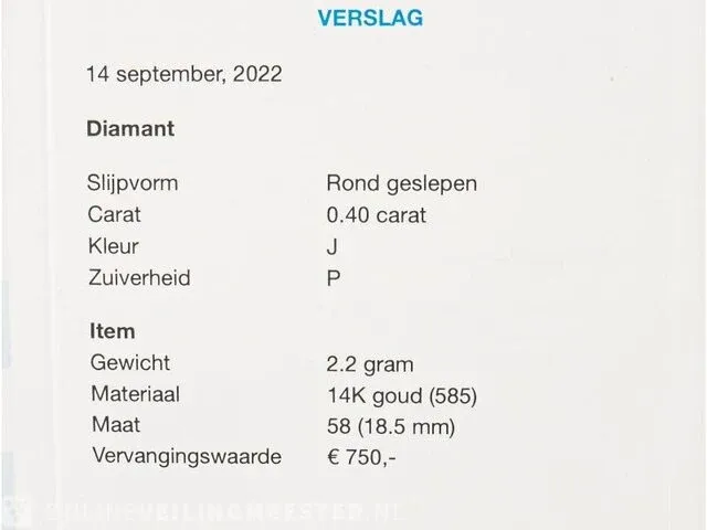 Gouden ring waarde € 750,00 met diamant - afbeelding 8 van  8