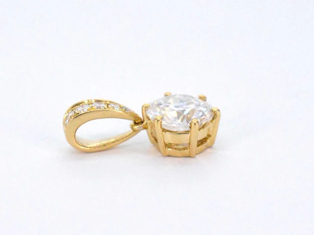 Gouden solitair hanger met een diamant 1.00 carat excl. ketting - afbeelding 6 van  9