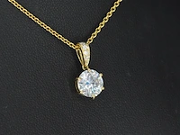 Gouden solitair hanger met een diamant van 1.50 carat, excl. ketting - afbeelding 1 van  7