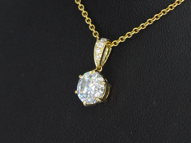 Gouden solitair hanger met een diamant van 1.50 carat, excl. ketting - afbeelding 3 van  7