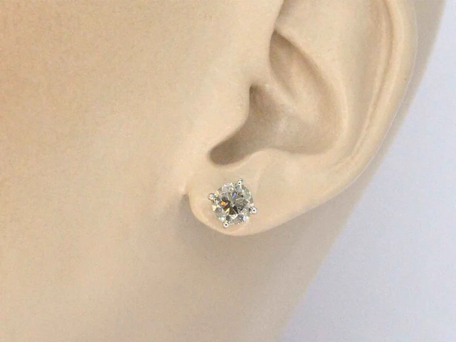 Gouden solitair oorbellen met 2.00 carat champagne diamant - afbeelding 5 van  12