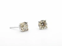 Gouden solitair oorbellen met 2.00 carat champagne diamant - afbeelding 12 van  12