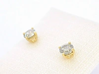 Gouden solitair oorbellen met champagne diamanten van 1.00 carat - afbeelding 6 van  9