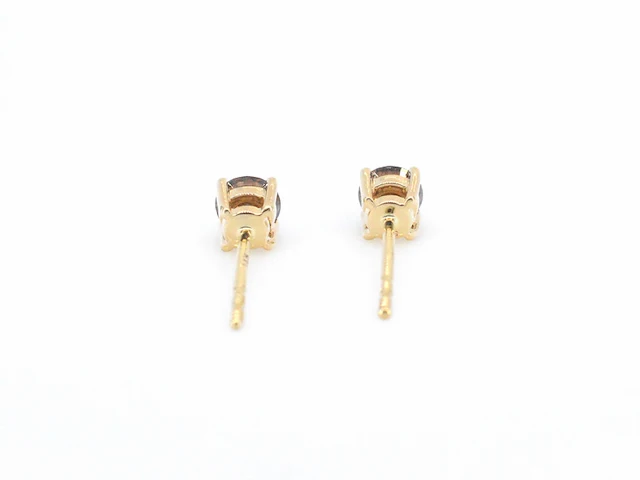 Gouden solitair oorbellen met cognac diamanten - afbeelding 5 van  9