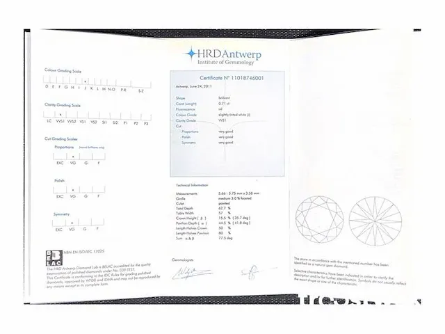 Gouden solitair ring met briljant geslepen diamant van 0.71 carat - afbeelding 6 van  7
