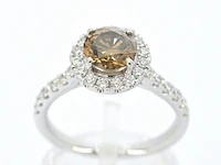Gouden solitair ring met diamanten - afbeelding 1 van  9