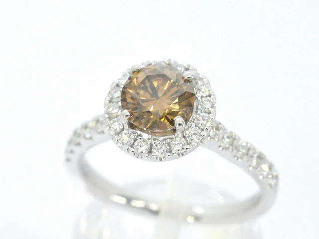 Gouden solitair ring met diamanten - afbeelding 3 van  9