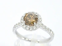 Gouden solitair ring met diamanten - afbeelding 3 van  9