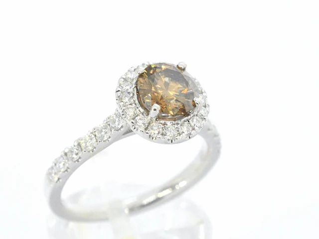 Gouden solitair ring met diamanten - afbeelding 4 van  9