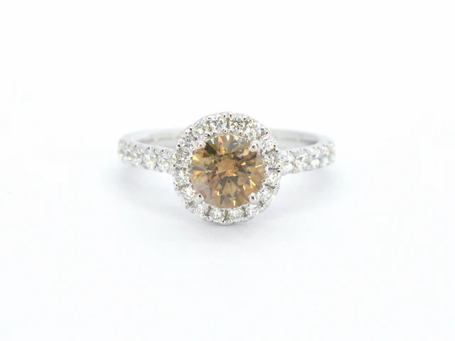 Gouden solitair ring met diamanten - afbeelding 6 van  9