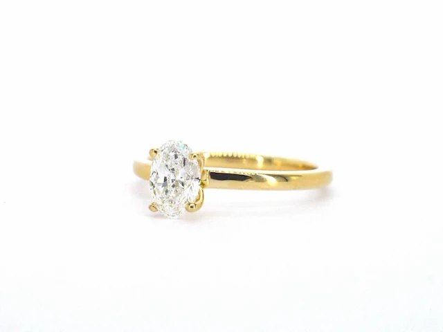 Gouden solitair ring met een 1.00 carat ovaal geslepen diamant - afbeelding 6 van  10
