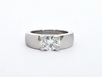 Gouden solitair ring met een grote diamant van 1.20 carat en kleine diamanten - afbeelding 6 van  8