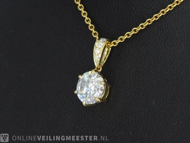 Gouden solitaire hanger met een briljant van 1.50 carat - afbeelding 3 van  6