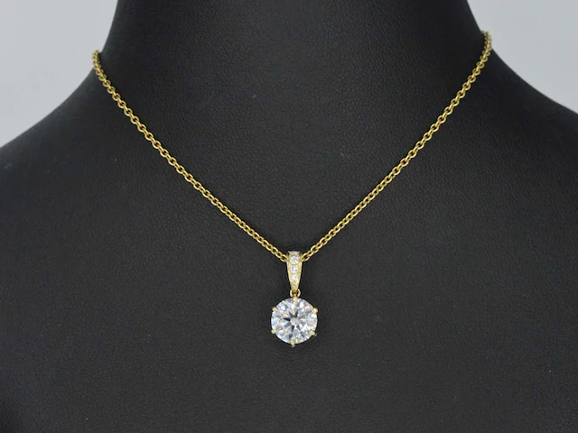 Gouden solitaire hanger met een diamant van 2.00 carat - afbeelding 2 van  7