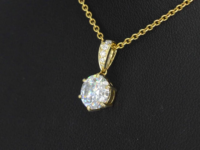 Gouden solitaire hanger met een diamant van 2.00 carat - afbeelding 4 van  7