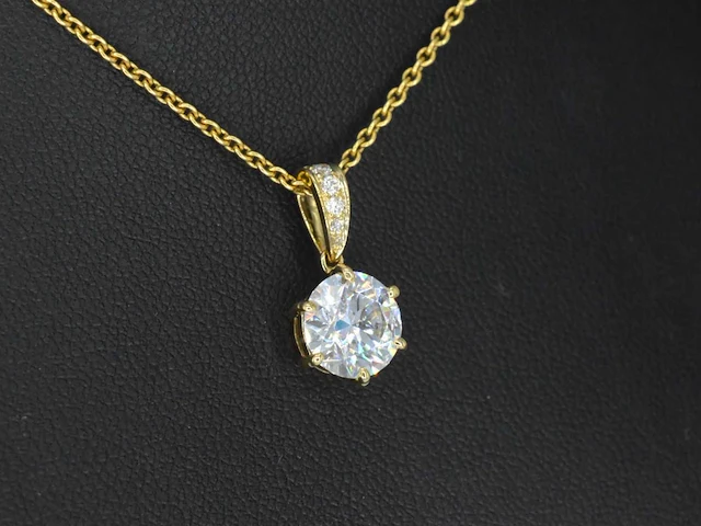 Gouden solitaire hanger met een diamant van 2.00 carat - afbeelding 5 van  7