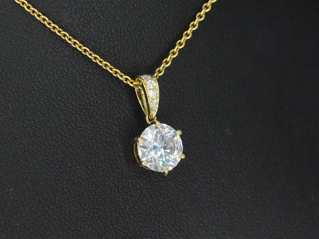 Gouden solitaire hanger met een diamant van 2.00 carat - afbeelding 4 van  7