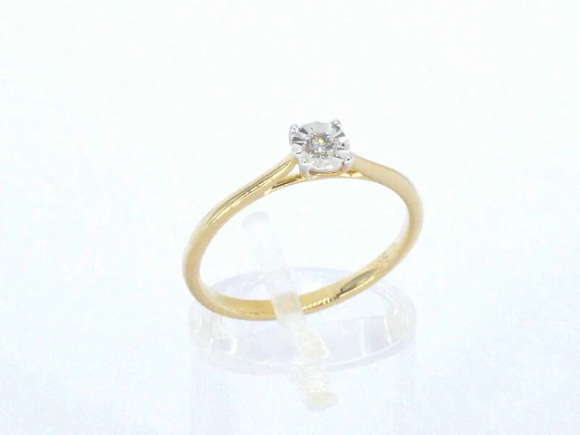 Gouden solitaire ring met een briljant geslepen diamant - afbeelding 4 van  9