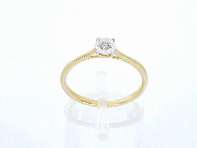 Gouden solitaire ring met een briljant geslepen diamant - afbeelding 5 van  9