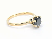 Gouden solitaire ring met één briljant geslepen zwarte diamant - afbeelding 7 van  11