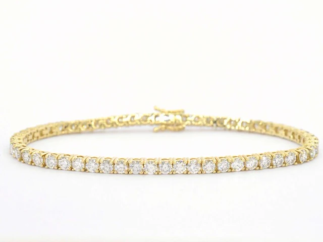 Gouden tennis armband met 6.50 carat diamanten - afbeelding 1 van  9