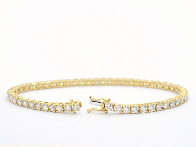 Gouden tennis armband met 6.50 carat diamanten - afbeelding 4 van  9