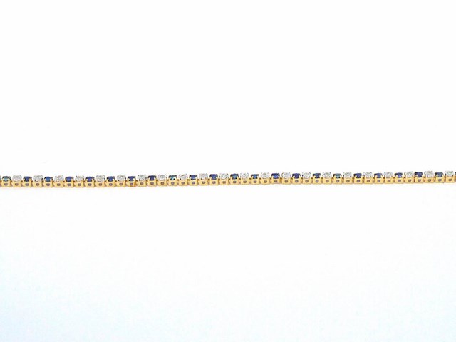 Gouden tennis armband met diamanten en saffieren - afbeelding 6 van  10