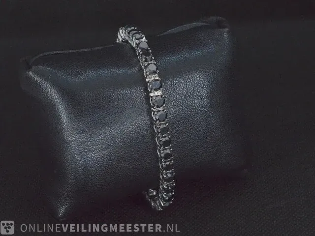 Gouden tennis armband met zwarte diamanten - afbeelding 2 van  6