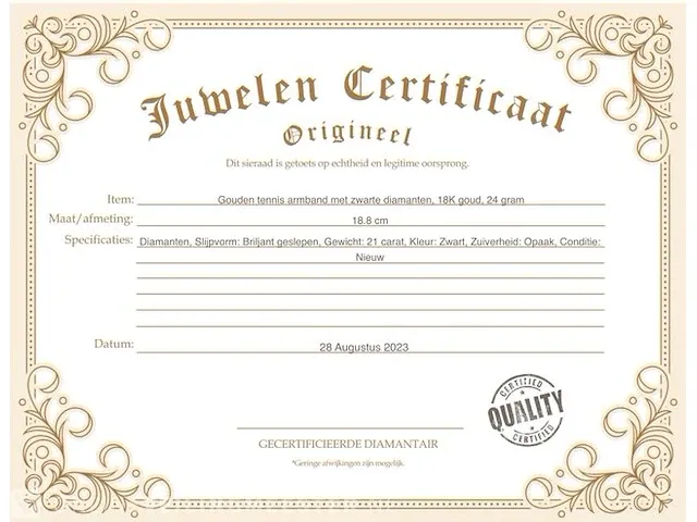 Gouden tennis armband met zwarte diamanten - afbeelding 3 van  6