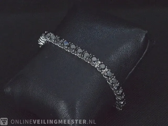 Gouden tennis armband met zwarte diamanten - afbeelding 4 van  6