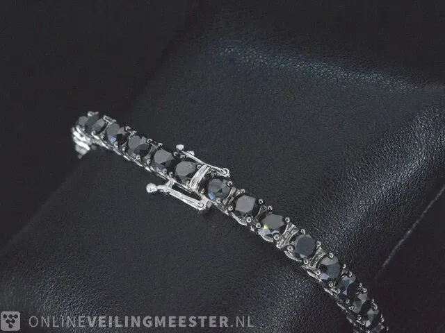 Gouden tennis armband met zwarte diamanten - afbeelding 5 van  6
