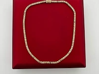 Gouden tennis collier met champagne en cognac diamanten natuurlijk - afbeelding 1 van  7
