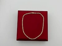 Gouden tennis collier met champagne en cognac diamanten natuurlijk - afbeelding 2 van  7