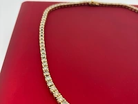 Gouden tennis collier met champagne en cognac diamanten natuurlijk - afbeelding 3 van  7