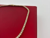Gouden tennis collier met champagne en cognac diamanten natuurlijk - afbeelding 4 van  7