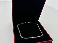 Gouden tennis collier met champagne en cognac diamanten natuurlijk - afbeelding 5 van  7