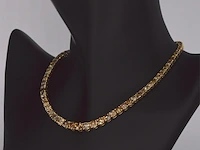Gouden tennis collier met champagne en cognac diamanten - afbeelding 6 van  12