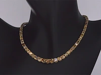 Gouden tennis collier met champagne en cognac diamanten - afbeelding 7 van  12