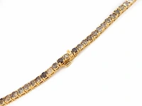 Gouden tennis collier met champagne en cognac diamanten - afbeelding 9 van  12