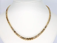 Gouden tennis collier met champagne en cognac diamanten - afbeelding 11 van  12