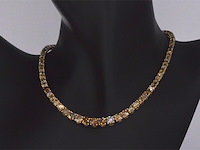 Gouden tennis collier met champagne en cognac diamanten - afbeelding 9 van  14
