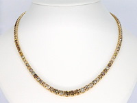 Gouden tennis collier met champagne en cognac diamanten - afbeelding 13 van  14