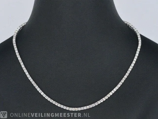 Gouden tennis collier met diamant 5.60 carat - afbeelding 1 van  9