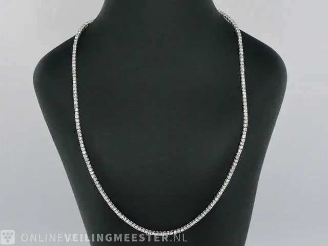 Gouden tennis collier met diamant 5.60 carat - afbeelding 3 van  9