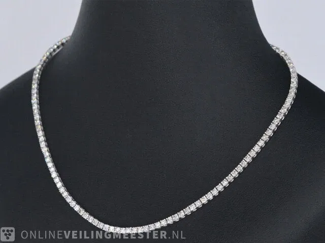 Gouden tennis collier met diamant 5.60 carat - afbeelding 5 van  9